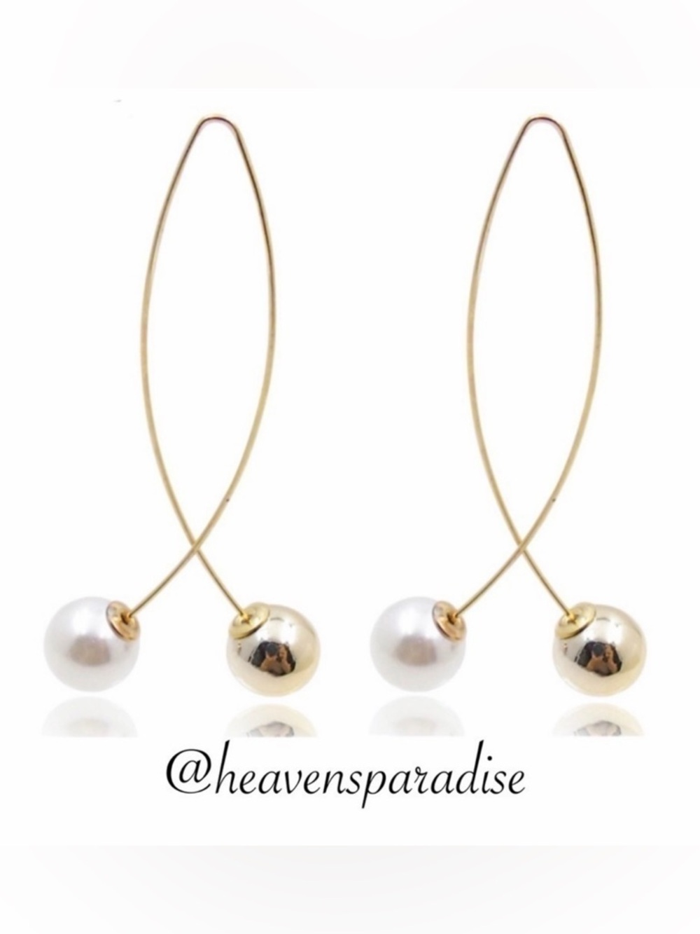 Gold Tone Fish Hook Earrings Imitation Pearl and Gold Ball Lightweight Earrings - Picture 8 of 9